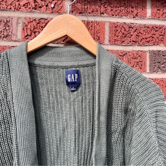 Gap Olive Green Chunky Knit Brown Button Down Oversized Cardigan - Picture 3 of 4